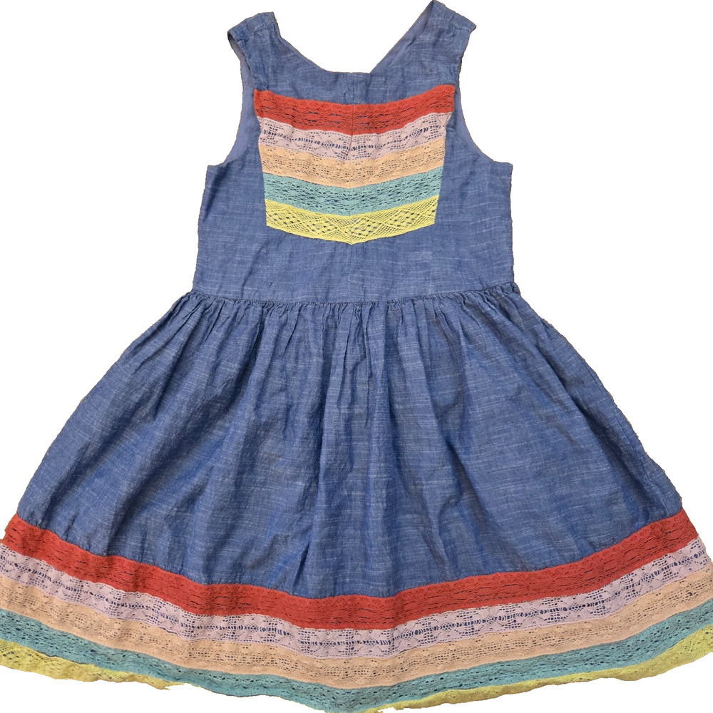 Aphorism Blue Chambray Lace Accent‎ Dress Size 7 Anthropologie